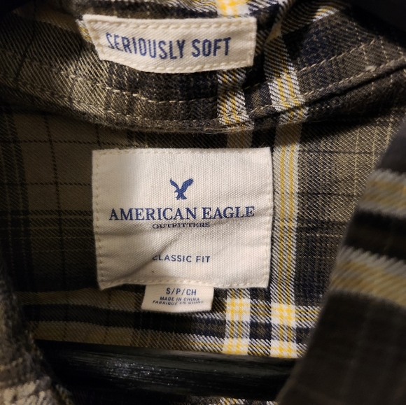 AE Seriously Soft Lightweight Flannel Plaid Shirt Size S American Eagle - Picture 5 of 7